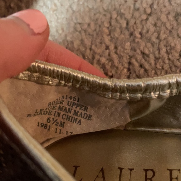 Lauren Ralph Lauren Metallic Gold Leather Ballet Flats - Picture 6 of 6